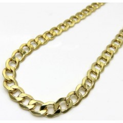 10k Yellow Gold Hollow Cuban Link Chain 20-30 Inch 7.5mm