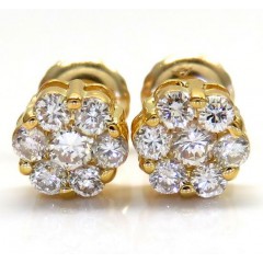 5mm 14k Yellow White Or Rose Gold Diamond Cluster Earrings 0.50ct