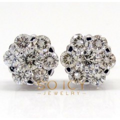 14k White Or Yellow Gold I1 9.5mm Diamond Cluster Earrings 1.85ct