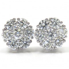 14k Gold 20 Pointer Diamond Large Cluster Earrings 10.30mm 2.90ct