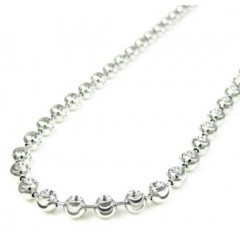 925 White Sterling Silver Diamond Cut Bead Chain 30 Inch 4mm