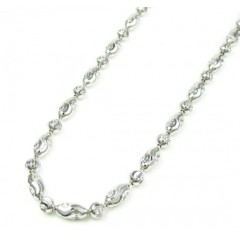 925 White Sterling Silver Diamond Cut Bead Chain 24 Inch 3mm