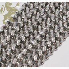 12.00ct 10k White Gold Diamond Miami Link 10mm Chain 20-26