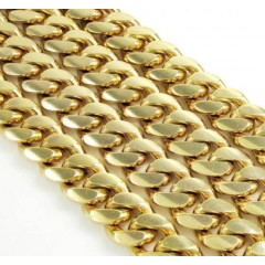10k Yellow Gold Thick Miami Link Chain 20-40 Inch 10.5mm