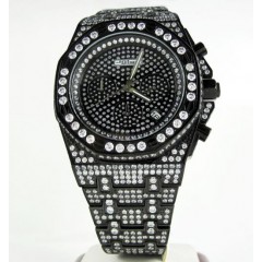 Jojino Black Steel Iced Out Cz Watch 20.00ct