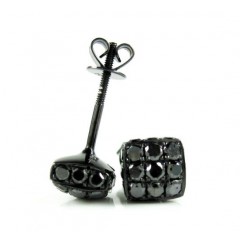 Mens 10k Black Gold Black Diamond 3d Ice Cube Earrings 1.35ct