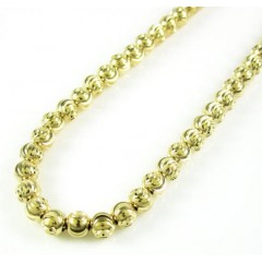 14k Yellow Gold Moon Cut Bead Chain 18-22 Inch 4mm