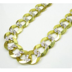 10k Yellow Gold Diamond Cut Cuban Chain 20-36 Inch 12.5mm