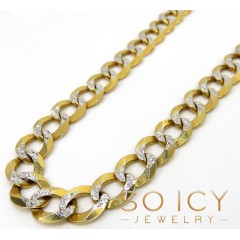 10k Yellow Gold Diamond Cut Cuban Chain 20-36 Inch 10mm