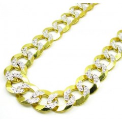 10k Yellow Gold Diamond Cut Cuban Chain 24-30 Inch 11.5mm