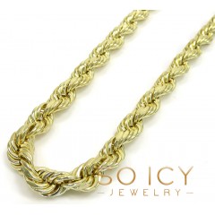 10k Yellow Gold Medium Hollow Rope Chain 20-28 Inch 8mm