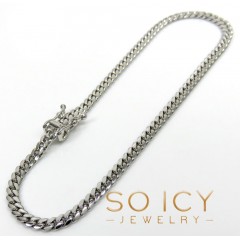 10k White Gold Miami Bracelet 8.25 Inch 3.30mm 