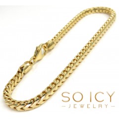 10k Yellow Gold Solid Franco Bracelet 8.75 Inch 3.70mm