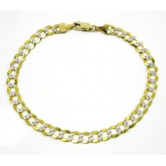 10k Yellow Gold Diamond Cut Cuban Bracelet 8.25 Inch 5.75mm 