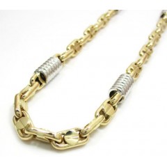 14k Two Tone Gold Fancy Anchor Link Chain 22-24 Inch 5-6mm