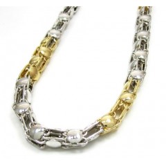 14k Two Tone Gold Fancy Box Link Chain 22-26 Inch 5.5mm