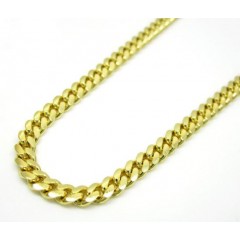 14k Yellow Gold Solid Tight Miami Link Chain 16-26 Inch 3.2mm