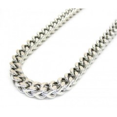 10k White Gold Solid Franco Link Chain 36 Inch 5mm