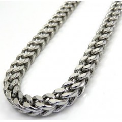 10k White Gold Diamond Cut Franco Link Chain 26-30 Inch 6.5mm