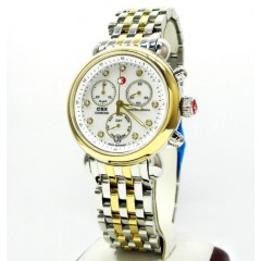 Ladies Michele Signature Csx-36 Diamond Two Tone Stainless Steel Watch 0.04ct