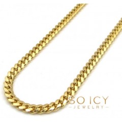 10k Yellow Gold Solid Skinny Miami Chain 16-30