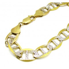 10k Yellow Gold Solid Diamond Cut Mariner Bracelet 8.75 Inch 10.8mm