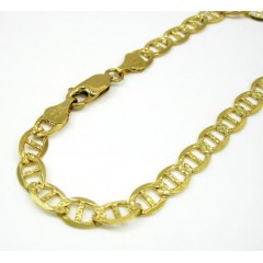 10k Yellow Gold Solid Diamond Cut Mariner Bracelet 8 Inch 6mm