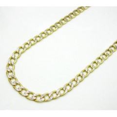10k Yellow Gold Hollow Diamond Cut Cuban Link Chain 24 Inch 4mm