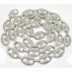 14k Solid White Gold Anchor Diamond Chain 27.36ct