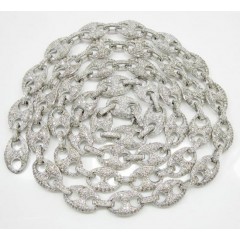 14k Solid White Gold Anchor Diamond Chain 14.39ct