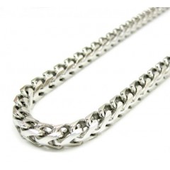 10k White Gold Smooth Cut Franco Link Chain 30-40 Inch 4.7mm