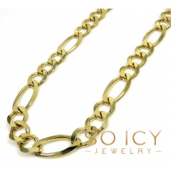 10k Yellow Gold Solid Figaro Link Chain 24-30 Inch 9.5mm