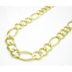 10k Yellow Gold Solid Figaro Link Chain 24-30 Inch 12.2mm