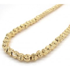 10k Yellow Gold Moon Cut Bead Link Chain 24-40 Inch 4mm