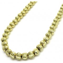 10k Yellow Gold Moon Cut Bead Link Chain 22 Inch 5mm