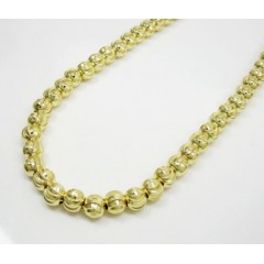 10k Yellow Gold Moon Cut Bead Link Chain 27 Inch 6mm