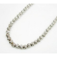 10k White Gold Moon Cut Bead Link Chain 26-36 Inch 4mm