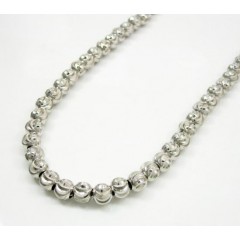 10k White Gold Moon Cut Bead Link Chain 26-30 Inch 5mm