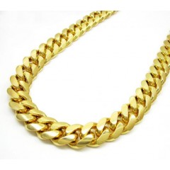 10k Yellow Gold Thick Miami Link Chain 20-30 Inch 12.4mm