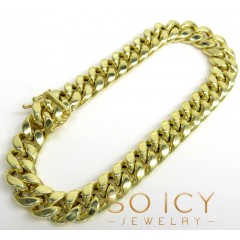 10k Yellow Gold Hollow Miami Bracelet 8.50 Inch 9.5mm