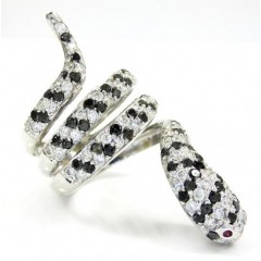 14k White Gold Round Diamond Snake Ring 2.38ct