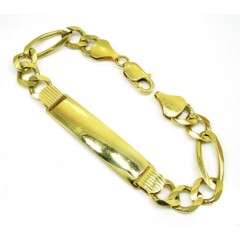 10k Yellow Gold Figaro Id Bracelet 9 Inch 8mm 