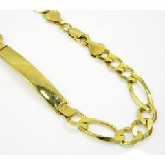 10k Yellow Gold Figaro Id Bracelet 8.50 Inches 8mm 