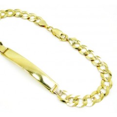 10k Yellow Gold Cuban Id Bracelet 8.75 Inch 7.2mm 