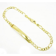 10k Yellow Gold Figaro Id Bracelet 8 Inch 4.2mm 