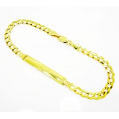 10k Yellow Gold Cuban Id Bracelet 8 Inch 4.5mm 