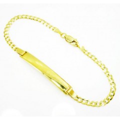 10k Yellow Gold Cuban Id Bracelet 8 Inch 3mm 