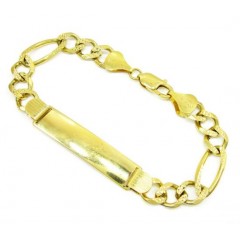 10k Yellow Gold Diamond Cut Figaro Id Bracelet 8.5 Inch 9.5mm 