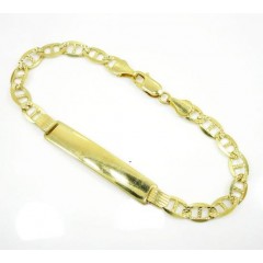 10k Yellow Gold Diamond Cut Mariner Id Bracelet 8.5 Inch 6.3mm 