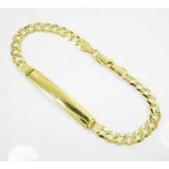 10k Yellow Gold Diamond Cut Cuban Id Bracelet 8 Inch 5.5mm 